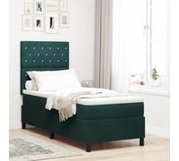 vidaXL Lit à Ressorts avec Matelas Vert foncé 80 x 200 cm Velours, Tête de lit Chic, lit Box Spring Moderne, Matelas rectangulaire et Cadre, Solution Sommeil pour Une Chambre Cozy