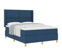 vidaXL Lit à Ressorts avec tête de lit Bleu 140 x 190 cm Tissu | Plus de réveils quand votre partenaire bouge, Trop faciles à laver, Répartition uniforme du poids