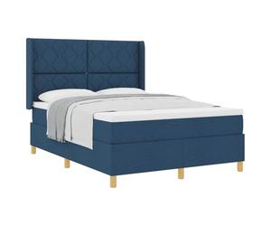 vidaXL Lit à Ressorts avec tête de lit Bleu 140 x 190 cm Tissu | Plus de réveils quand votre partenaire bouge, Trop faciles à laver, Répartition uniforme du poids