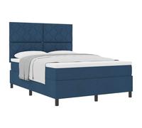 vidaXL Lit à Ressorts avec tête de lit Bleu 140 x 200 cm Tissu | Un look géométrique élégant avec un tissu bleu marine stylé, Tissu tout doux qui donne une impression de luxe et de chaleur,