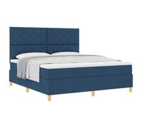 vidaXL Lit à Ressorts avec tête de lit Bleu 180 x 200 cm Tissu | Matelas top pour une nuit tranquille, Tissu bleu moderne avec un motif géométrique, Installation simple avec des étapes