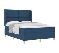 vidaXL Lit à Ressorts avec tête de lit Bleu 200 x 140 cm Tissu | Douce et qui absorbe les chocs pour un sommeil agréable, Ressorts ensachés solides pour tenir dans le temps, Moyenne fermeté