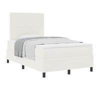 vidaXL Lit à Ressorts avec tête de lit Crème et Blanc 120 x 190 cm, Décor de Chambre Moderne, Cadre de lit rectangulaire Chic avec Matelas à Ressorts ensachés, Confort Ferme