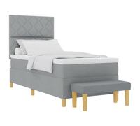 vidaXL Lit à Ressorts avec tête de lit Gris Clair 200 x 80 cm Tissu | Livré avec un matelas et un surmatelas , Fait en bois naturel pour un bon soutien , Tissu d'ameublement gris clair stylé