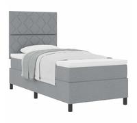 vidaXL Lit à Ressorts avec tête de lit Gris Clair 90 x 190 cm Tissu | Tissu moderne avec un joli matelassage en losanges , Tissu doux au toucher pour une sensation de luxe , Pieds en bois massif