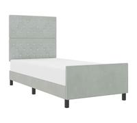 vidaXL Lit à Ressorts avec tête de lit Gris Clair 90 x 200 cm Velours | Boutons en cristal pour rendre le look sympa, Fabriqué avec un cadre en MDF costaud et des pieds solides, Supporte jusqu'à