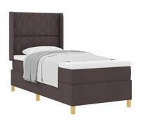 vidaXL Lit à Ressorts avec tête de lit Marron foncé 90 x 190 cm Tissu | Facile à entretenir et respirant, Soutien top et flexibilité, Aide à soulager la pression pendant que tu dors