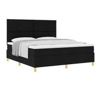 vidaXL Lit à ressorts avec tête de lit Noir 180 x 200 cm tissu | Te garantit un super soutien quand t'es pépère dans ton lit, Finition en tissu noir stylé avec un look tendance à blocs de