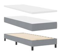 vidaXL Lit à Ressorts avec tête de lit réglable, Gris Clair, 80 x 200 cm, Motif en Diamant, Housse Amovible, Mousse Haute densité, Meuble de Chambre, Ensemble Matelas, Cadre Moderne