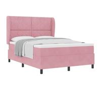 vidaXL Lit à Ressorts avec tête de lit Rose 190 x 140 cm Velours | Un toucher super doux pour un confort ultime, S'adapte trop bien pour un soutien et une durabilité, Parfait pour ceux qui