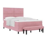 vidaXL Lit à ressorts avec tête de lit Rose 200 x 160 cm Velours | Look stylé avec des blocs de diamant et une finition toute douce en velours , Matelas en mousse top qualité avec un
