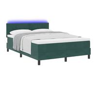 vidaXL Lit Box Spring avec Matelas & LED Vert Foncé 140x190 cm Velours