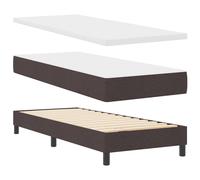 vidaXL Lit à Ressorts avec Matelas Marron foncé 80 x 200 cm, Cadre en Bois stratifié, tête de lit Murale, Matelas en Mousse Multi-Zone pour Un Soutien Medium Doux, Pieds en Blocs Diamants, Ensemble e