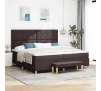 vidaXL Lit à Ressorts Marron Foncé avec Matelas & Banc 200X200 cm Tissu Rembourré Design de Soutien Idéal pour Mobilier de Salle de Chambre Housse Zippée Protège-Pad Surmatelas Mousse