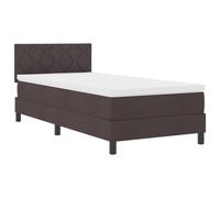Vidaxl Lit À Sommier À Ressorts Avec Matelas & Led Marron Foncé 100x200 Cm Tissu