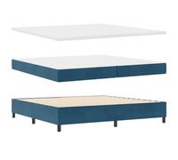 Vidaxl Lit À Sommier Avec Matelas & Banc Bleu Foncé 200x200 Cm Velours