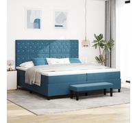vidaXL Lit à Sommier avec Matelas & Banc Bleu Foncé 200X200 cm | Style Traditionnel Comprend Outils d'Assemblage Faciles Finition Tissu Solution de Sommeil Confortable Mobilier Chambre Mousse Luxe