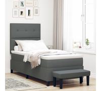 Vidaxl Lit À Sommier Avec Matelas & Banc Gris Foncé 90x190 Cm Tissu Gris