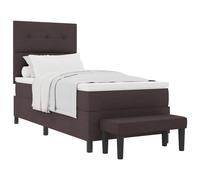 vidaXL Lit à Sommier avec Matelas & Banc Marron Foncé 90x200 cm Tissu