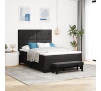 Vidaxl Lit À Sommier Avec Matelas & Banc Noir 140x190 Cm Velours