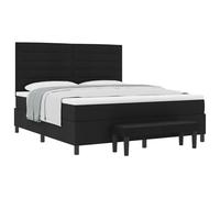 vidaXL Lit à Sommier avec Matelas & Banc Noir 180x200 cm Tissu