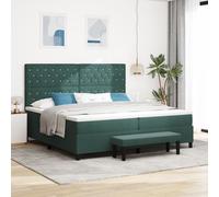 Vidaxl Lit À Sommier Avec Matelas & Banc Vert Foncé 200x200 Cm Velours Vert