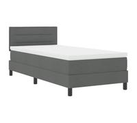 vidaXL Lit à sommier avec Matelas et tiroirs de Rangement LED Gris Tissu 90X200 cm Cadre Unique Surmatelas Mobilier de Chambre Rembourré Lumière