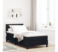 Vidaxl Lit À Sommier Avec Matelas & Led Noir 100x200 Cm Tissu