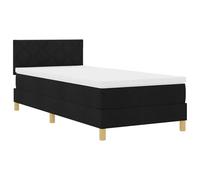 vidaXL Lit à Sommier avec Matelas & LED Noir 100X200 cm Tissu Design Moderne pour Chambre d'Adulte Durable Et Stylé Tête de Lit Géométrique. Meuble Cadre Simple