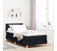 Vidaxl Lit À Sommier Avec Matelas & Led Noir 100x200 Cm Tissu Noir