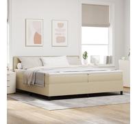 vidaXL Lit à Sommier avec Matelas & Lumière LED Vert Gris 200x200 cm Tissu Côtelé