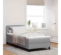Vidaxl Lit À Sommier Boxspring Avec Matelas Gris Clair 90x200 Cm En Tissu