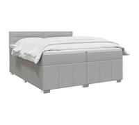 vidaXL Lit à sommier tapissier à LED avec matelas Gris clair 200 x 200 cm | Éclairage cool pour un style moderne, hauteur réglable pour votre confort, améliorer le sommeil avec isolation des mouvements