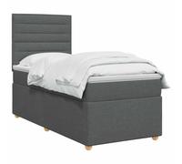 vidaXL Lit à sommier tapissier à LED avec matelas Gris foncé 90 x 190 cm | LED intégrées pour un éclairage d'ambiance, ferme moyenne pour un bon sommeil, hauteur réglable entre 78 et 88 cm