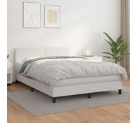 vidaXL Lit à sommier tapissier avec matelas Blanc 140x190cm Similicuir