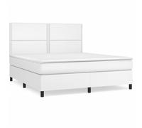 Vidaxl Lit À Sommier Tapissier Avec Matelas Blanc 160x200cm Similicuir Blanc