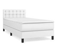 vidaXL Lit à sommier tapissier avec matelas Blanc 80x200 cm Similicuir Blanc G