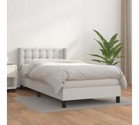 Vidaxl Lit À Sommier Tapissier Avec Matelas Blanc 90x190 Cm Similicuir Blanc