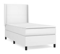 Vidaxl Lit À Sommier Tapissier Avec Matelas Blanc 90x190 Cm Similicuir Blanc