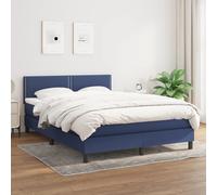 Vidaxl Lit À Sommier Tapissier Avec Matelas Bleu 140x190 Cm Tissu Bleu