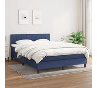Vidaxl Lit À Sommier Tapissier Avec Matelas Bleu 140x200 Cm Tissu Bleu
