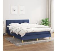 Vidaxl Lit À Sommier Tapissier Avec Matelas Bleu 140x200 Cm Tissu Bleu