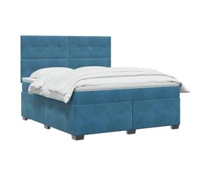 vidaXL Lit à sommier tapissier avec matelas Bleu 160 x 200 cm Velours