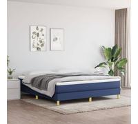 vidaXL Sommier à Lattes de Lit avec Matelas, Lit Rembourré, Lit Double, Lit Adulte de Chambre à Coucher Intérieur, Moderne, Bleu 160x200 cm Tissu Bleu