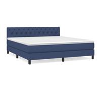 Vidaxl Lit À Sommier Tapissier Avec Matelas Bleu 160x200 Cm Tissu Bleu