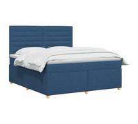 vidaXL Lit à sommier tapissier avec matelas, bleu, 180 x 200 cm, tissu