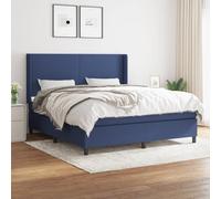 Vidaxl Lit à Sommier Tapissier Avec Matelas Bleu 180x200 Cm Tissu Bleu