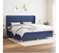 Lit À Sommier Tapissier Avec Matelas Bleu 200x200 Cm Tissu