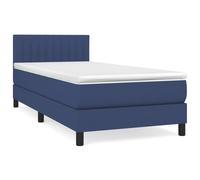 Vidaxl Lit À Sommier Tapissier Avec Matelas Bleu 90x200 Cm Tissu Bleu