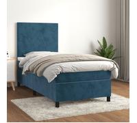 VidaXL Lit à sommier tapissier avec matelas Bleu foncé 90x190 cm - Modèle 3142879